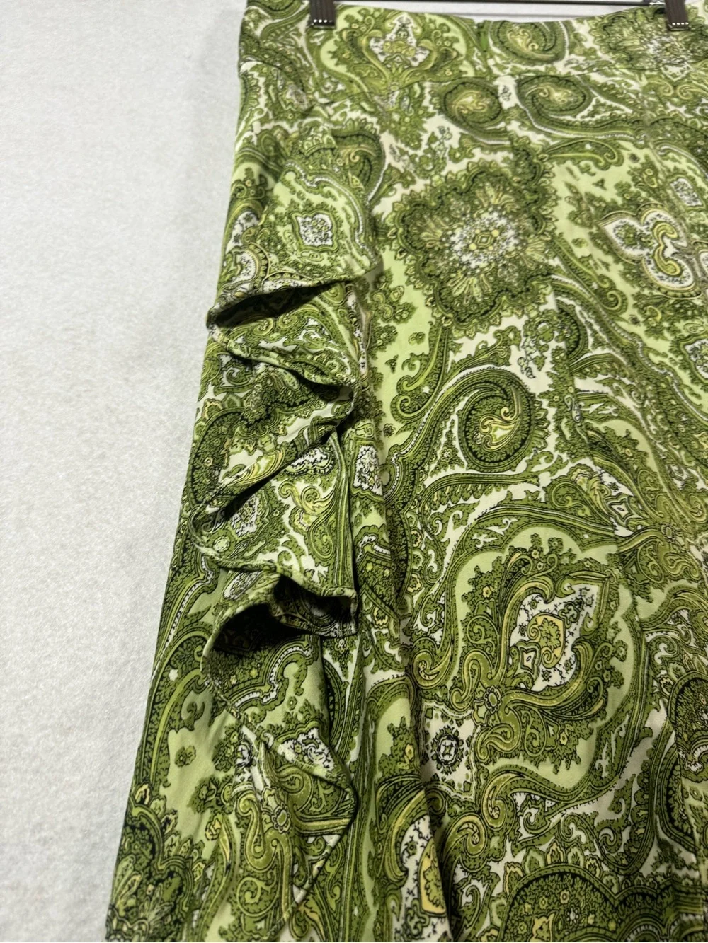 Ann Taylor Green Paisley A-Line Skirt silk boho